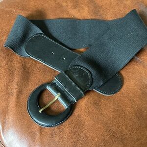 Black Leather Belt with Adjustable Buckle